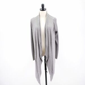 Ann Taylor XS‎ Gray Open Front Asymetrivc Ribbed Cotton Cardigan Sweater